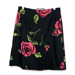 Hillard & Hanson Y2K Floral Rose Print Black Short Skirt Size 8